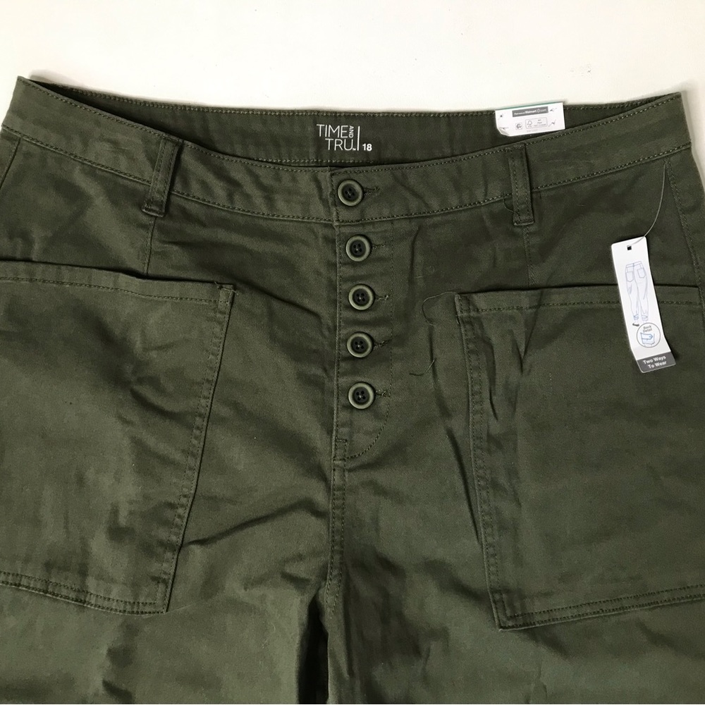 Time And Tru Olive Green High Rise Utility Pants size 18